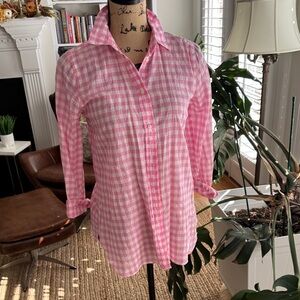 J. Crew Pink Gingham Button Down Shirt